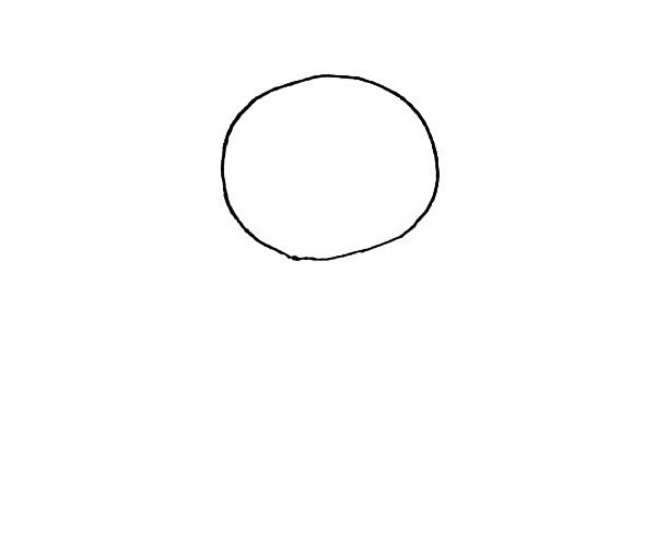 第一步：先画上一个圆圆的雪人脑袋。