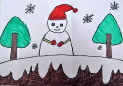 哈尔滨冬天的儿童画-可爱的雪人