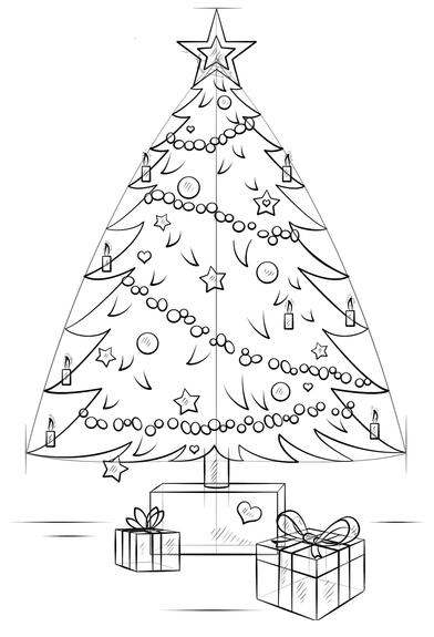 如何画圣诞树
