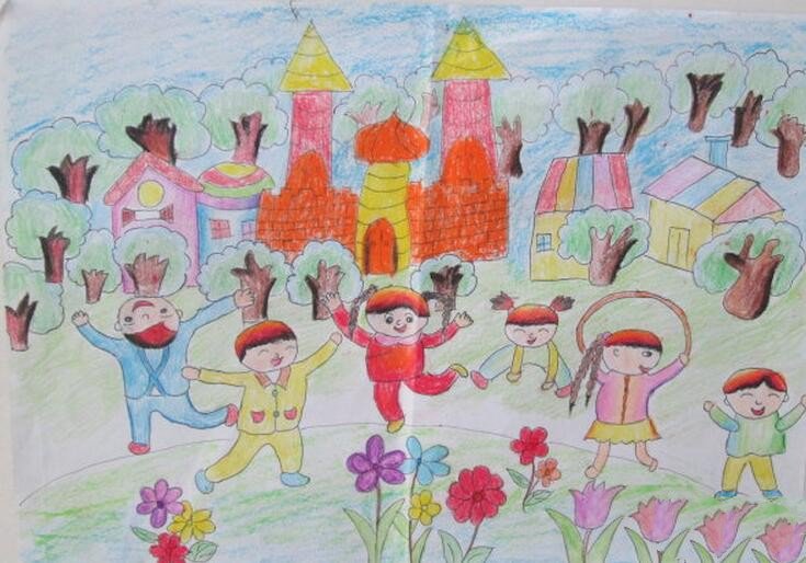 快乐的孩子六一儿童节快乐绘画作品分享