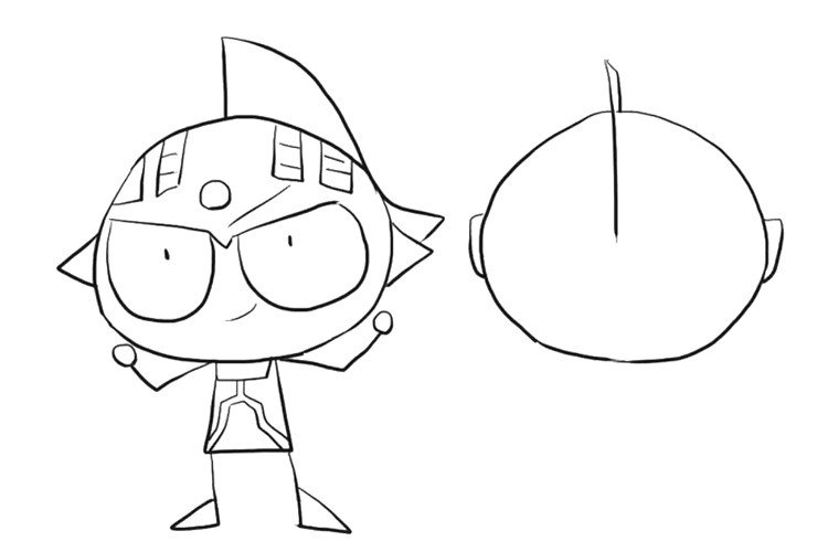 5.接着画初代奥特曼的头部轮廓。