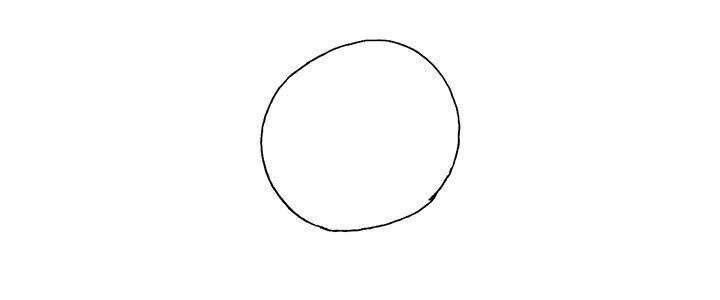 1.首先画上一个圆.是哆啦A梦的头部。