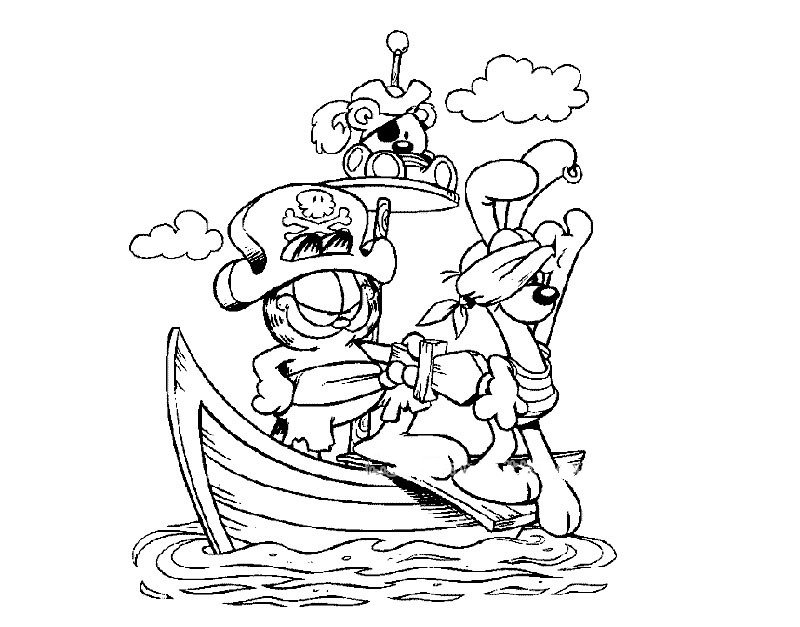 海盗船长加菲猫简笔画2
