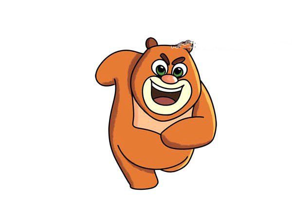 第九步：最后根据动画片给熊大添上颜色，熊大整体以红棕色为主色。