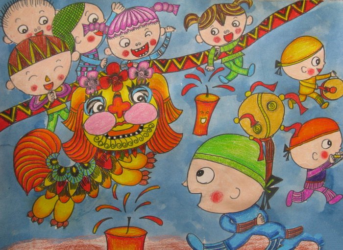 儿童画欢庆节日