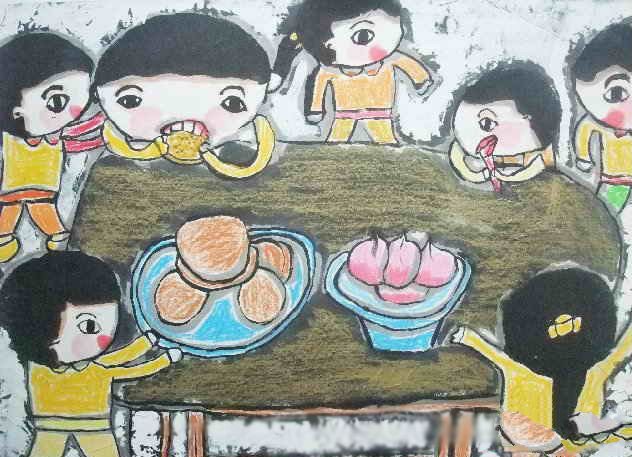 儿童画 儿童中秋节