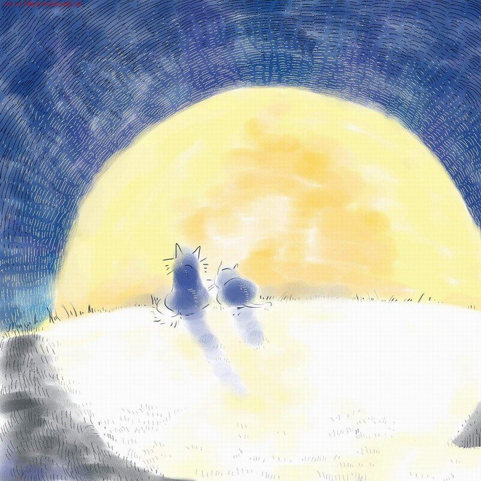 中秋节的月亮儿童画-十五夜望月