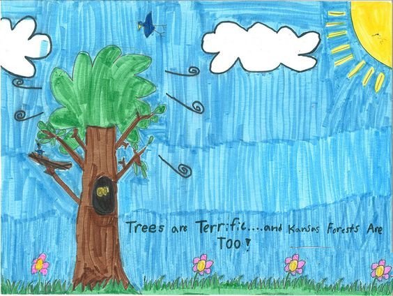 大树朋友小学生植树节绘画图片大全