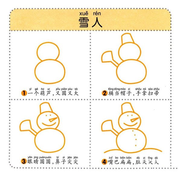 幼儿简笔画教程之雪人