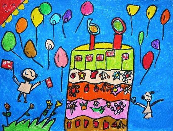 祝您生日快乐，我的祖国,有关于国庆节的儿童画