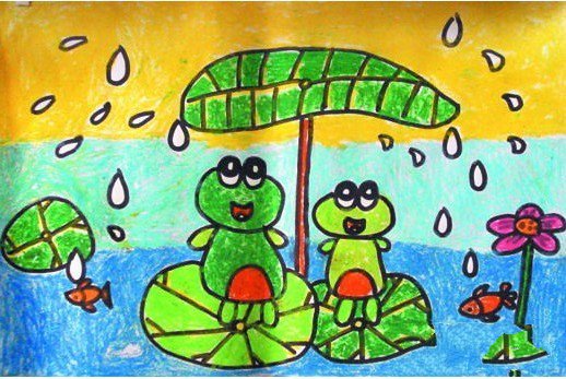 清明节儿童画图片-清明节下雨了