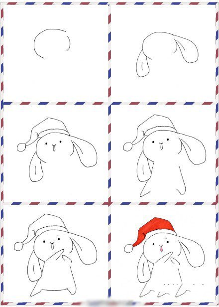 圣诞节兔子简笔画画法