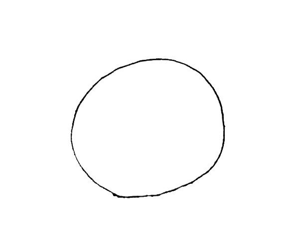 第一步：先画上一个大圆,作为米老鼠的头。