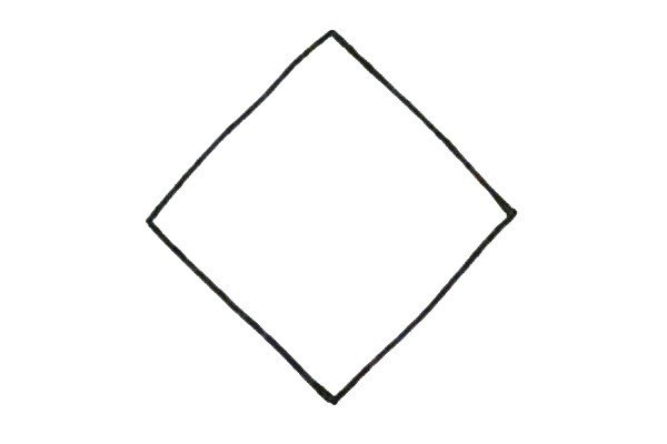 1.首先我们在正中间先画一个尖朝上的正方形。