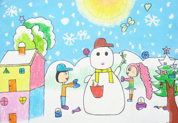 小学生美丽的冬天儿童画作品