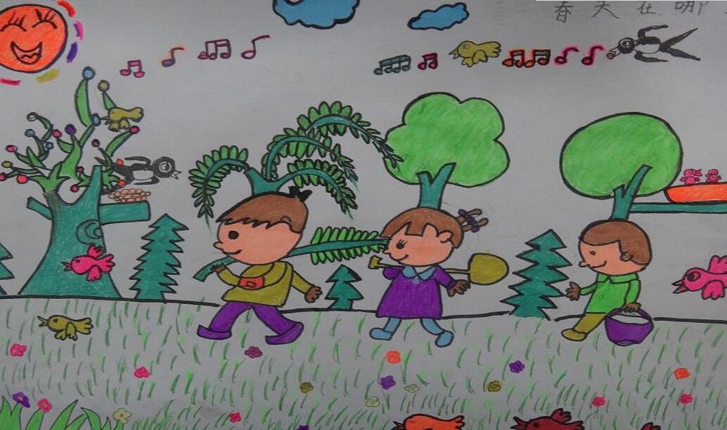 三个种树的小男孩关于51劳动节的画作品赏析