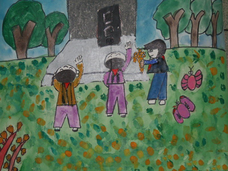 清明节扫墓儿童画-清明祭英烈
