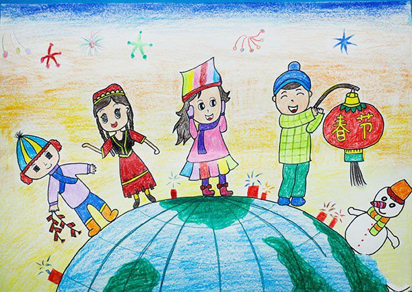 2017春节儿童画绘画作品欣赏大全