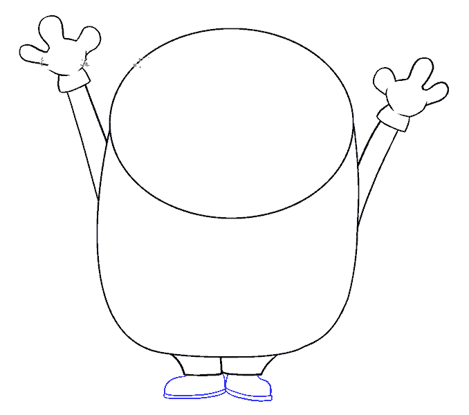 步骤7：画小黄人鲍勃的脚