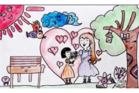 幸福的母女俩三八妇女节绘画优秀作品分享