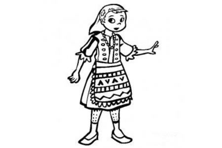 世界民族服饰简笔画 匈牙利小女孩简笔画图片