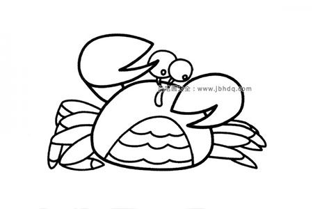 吃惊的螃蟹简笔画