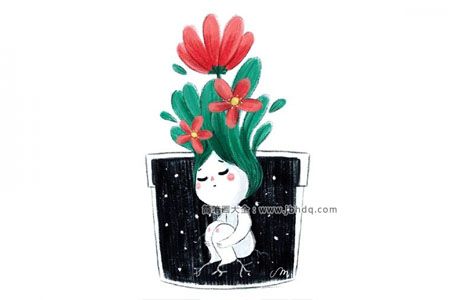 一组可爱的植物宝宝简笔画图片