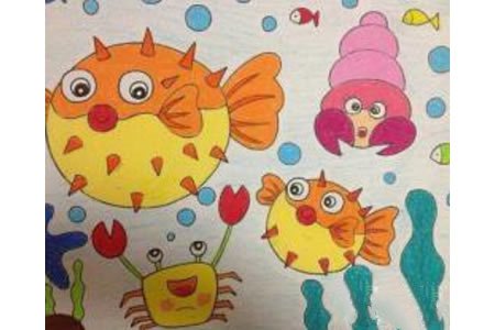海底世界儿童画：海狮的表演