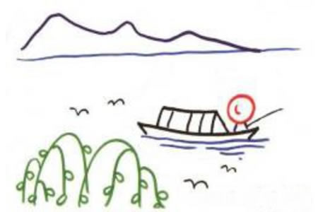 幼儿学画画 河里的小船