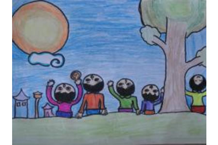 儿童中秋节绘画图片-一起来赏月