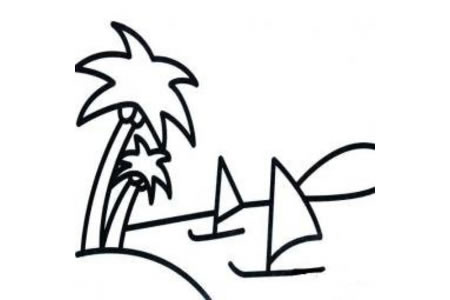 沙滩椰子树简笔画