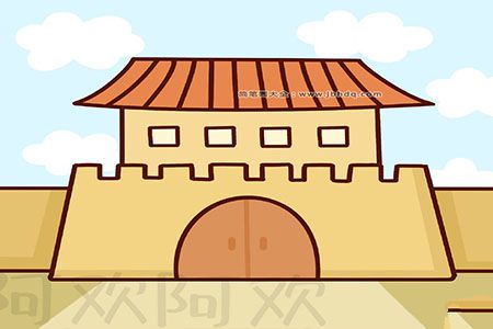 古代城门简笔画图片