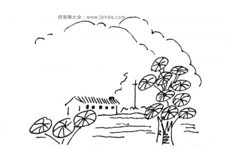 六张漂亮的村庄风景简笔画