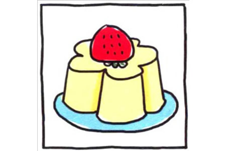 四步画出可爱简笔画 草莓布丁