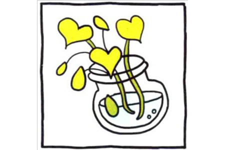 四步画出可爱简笔画 水和绿色植物