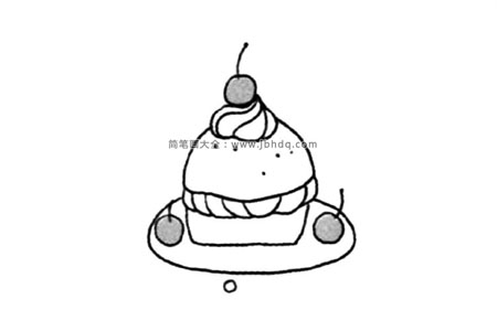 可爱的甜点 樱桃奶油面包