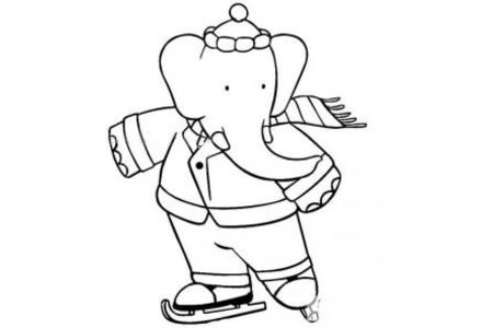 滑冰的大象简笔画