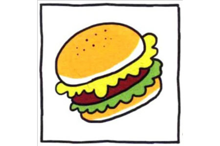 四步画出可爱简笔画 美味汉堡