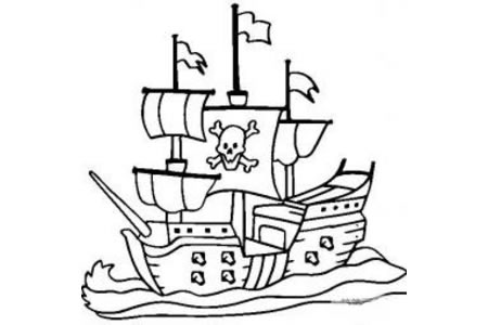 海盗船简笔画图片