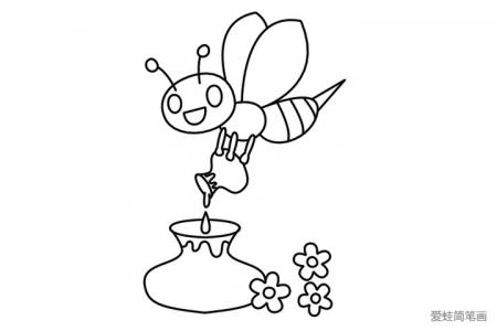 在酿蜂蜜的蜜蜂简笔画