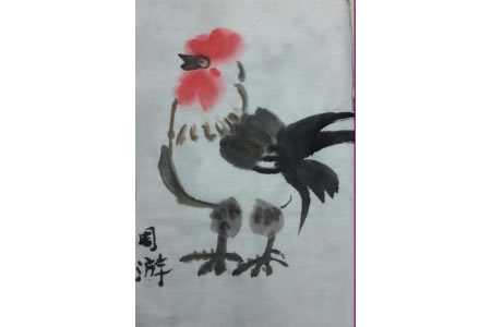 写意大公鸡简单的水墨动物画