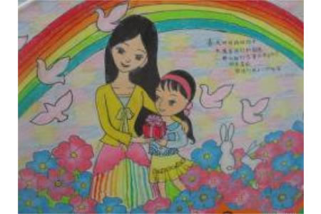 关于妇女节的儿童画-送礼物给妈妈