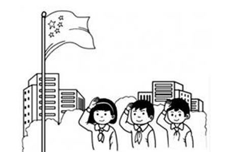 小学生升国旗简笔画