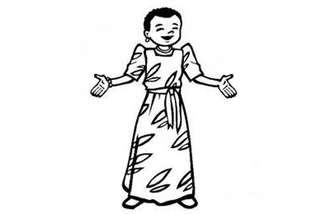 世界民族服饰简笔画 乌干达小女孩简笔画图片
