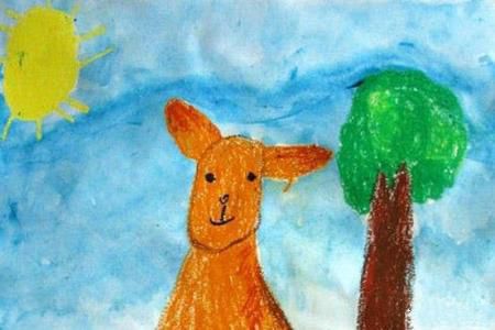 袋鼠妈妈和小袋鼠可爱动物画图片欣赏