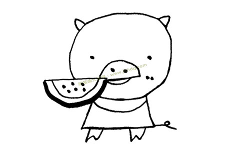 一组可爱的卡通小猪简笔画图片