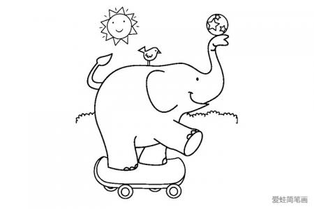 玩滑板的大象