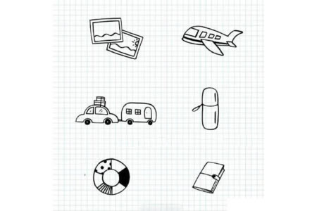 54个关于旅行的黑白手帐简笔画