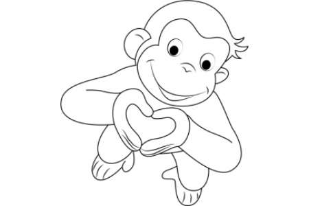 爱心猴子简笔画图片
