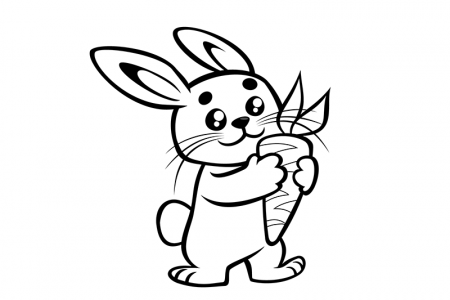 抱着胡萝卜的兔子简笔画图片